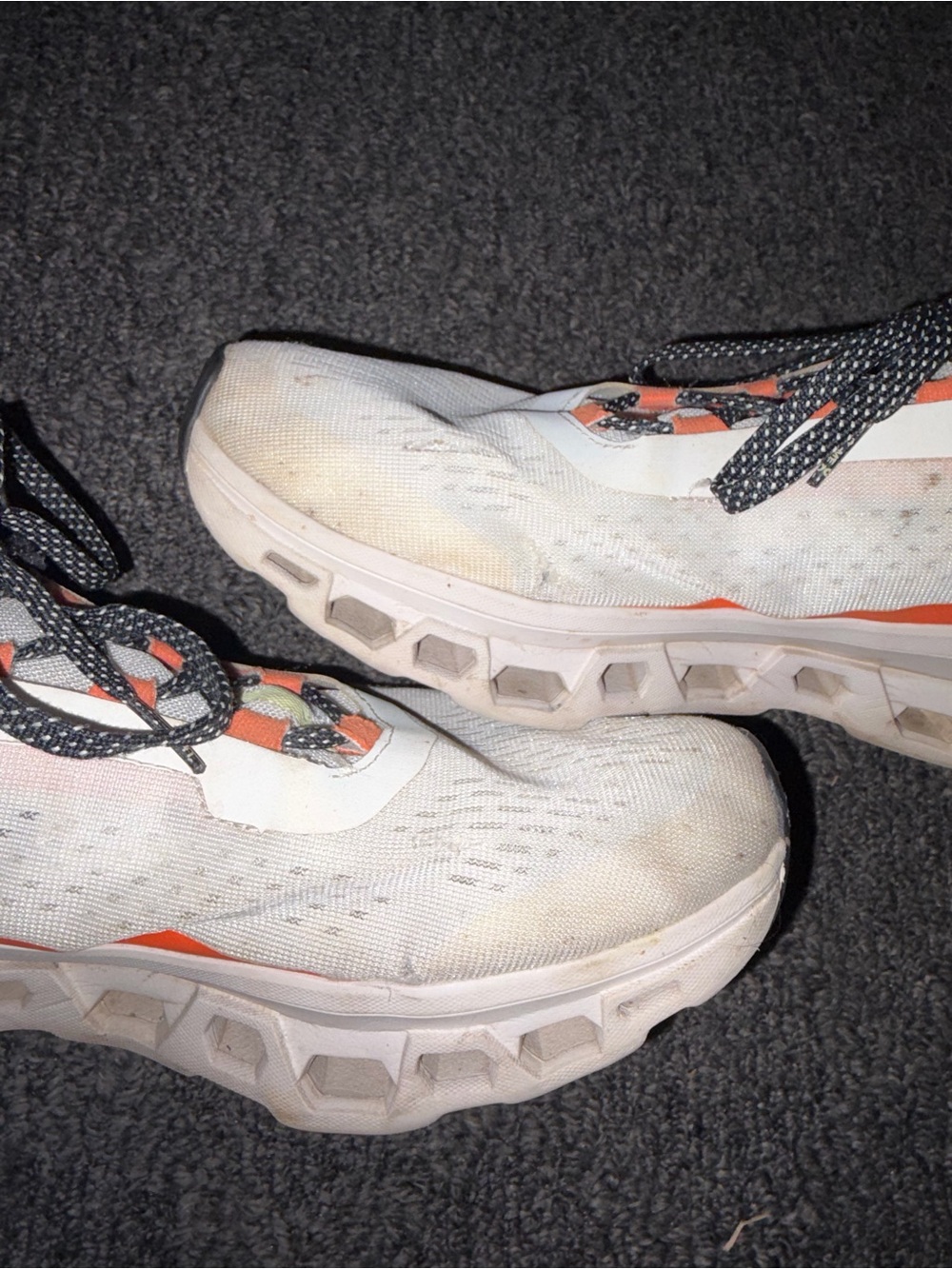 On Running Men’s White and Orange Cloudmonster Sneakers - Picture 5 of 5